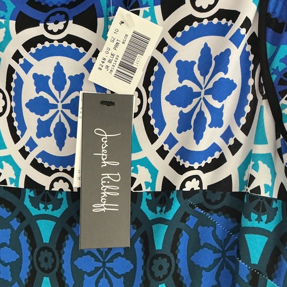 Joseph Ribkoff Blue Multi-Pattern Midi Dress - Picture 2 of 3